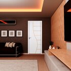 Kit Porta De Madeira Decorada 215x74cm Com Batente De Mdf Ult