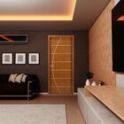 Kit Porta De Madeira Decorada 215x74cm Com Batente De Mdf Ult