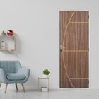 Kit Porta De Madeira Decorada 215x75cm Com Batente De Aço 06c