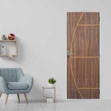 Kit Porta De Madeira Decorada 215x75cm Com Batente De Aço 06c