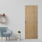 Kit Porta De Madeira Decorada 215x75cm Com Batente De Aço 6cm