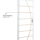 Kit Porta De Madeira Decorada 215x75cm Com Batente De Aço 6cm