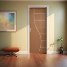 Kit Porta De Madeira Decorada 215x75cm Com Batente De Aço 6cm