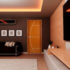 Kit Porta De Madeira Decorada 215x84cm Com Batente De Mdf Ult