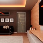 Kit Porta De Madeira Decorada 215x84cm Com Batente De Mdf Ult