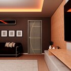 Kit Porta De Madeira Decorada 215x84cm Com Batente De Mdf Ult