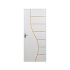 Kit Porta De Madeira Decorada 215x85cm Com Batente De Aço 06c