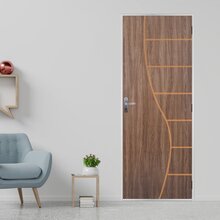 Kit Porta De Madeira Decorada 215x85cm Com Batente De Aço 06c