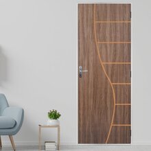 Kit Porta De Madeira Decorada 215x85cm Com Batente De Aço 06c