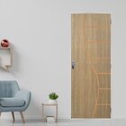 Kit Porta De Madeira Decorada 215x85cm Com Batente De Aço 6cm