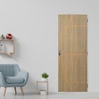 Kit Porta De Madeira Decorada 215x85cm Com Batente De Aço 6cm