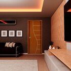 Kit Porta De Madeira Decorada 215x94cm Com Batente De Mdf Ult