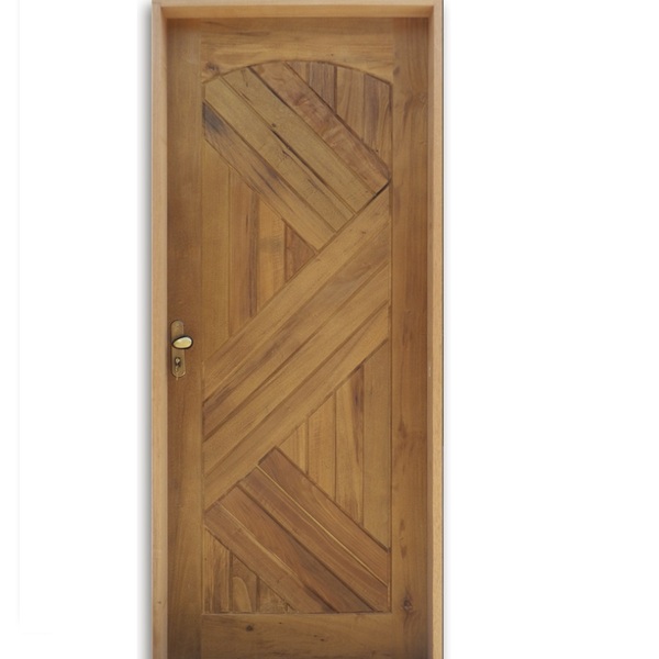 Kit Porta De Madeira Diagonal Padrão Imbuia 2,10 X 0,82 Direi