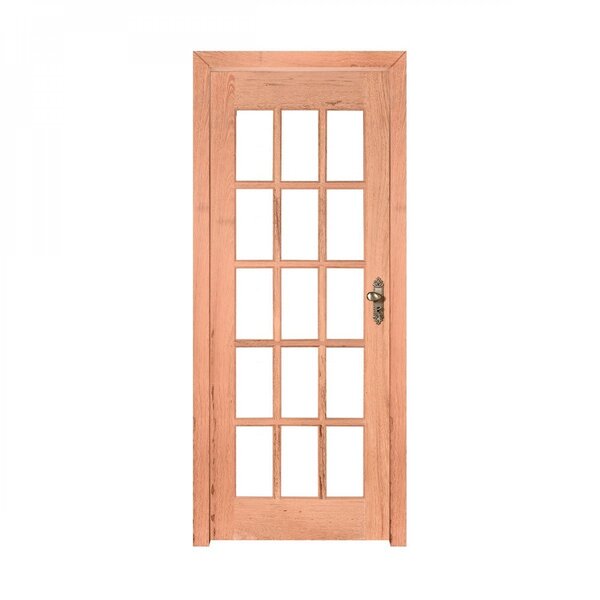 Kit Porta De Madeira Esquerda 213cmx84,5cmx12cm Pe15 Esel Nat