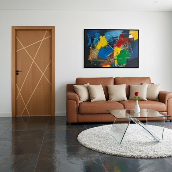 Kit Porta De Madeira Frisada 210x82cm Batente 14cm Fechadura