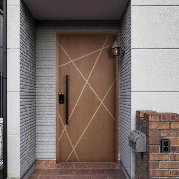 Kit Porta De Madeira Frisada 210x92cm Batente 14cm Fechadura