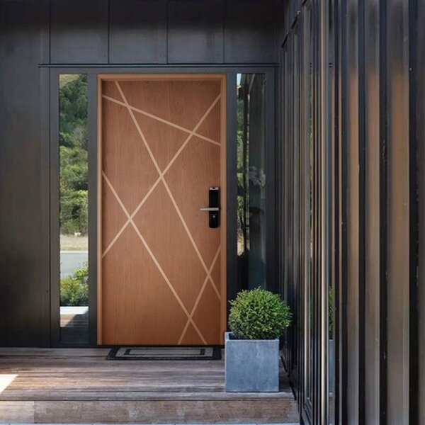 Kit Porta De Madeira Frisada 215,5x86,5cm Batente 14cm Fechad