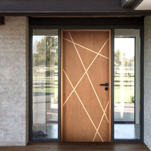 Kit Porta De Madeira Frisada 215,5x86,5cm Batente 14cm Fechad