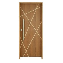 Kit Porta De Madeira Frisada 215x109cm Batente 14cm Fechadura