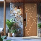 Kit Porta De Madeira Frisada 215x117cm Batente 14cm Fechadura