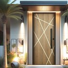 Kit Porta De Madeira Frisada 215x117cm Batente 14cm Fechadura