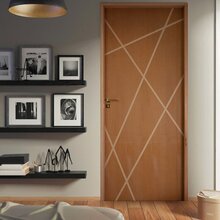 Kit Porta De Madeira Frisada 215x66,5cm Batente 14cm Fechadur