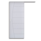 Kit Porta De Madeira Frisada De Correr Primer Com Trilho Em A