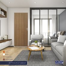 Kit Porta De Madeira Lisa 212x65cm Com Batente De Alumínio 3,