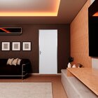 Kit Porta De Madeira Lisa 212x75cm Com Batente De Aluminio 3,