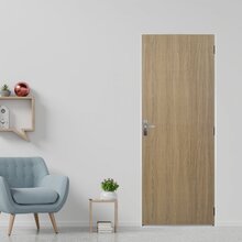 Kit Porta De Madeira Lisa 215x65cm Com Batente De Aço 12cm Aç