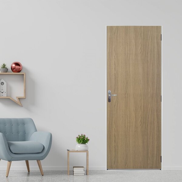 Kit Porta De Madeira Lisa 215x65cm Com Batente De Aço 12cm Aç