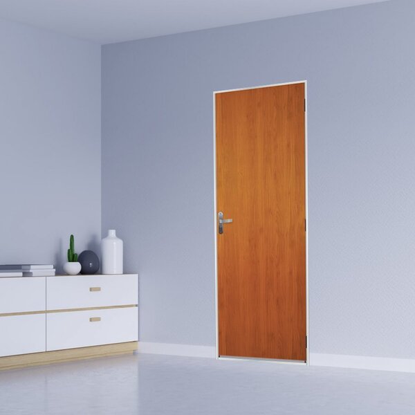 Kit Porta De Madeira Lisa 215x85cm Com Batente De Aço 12cm Aç