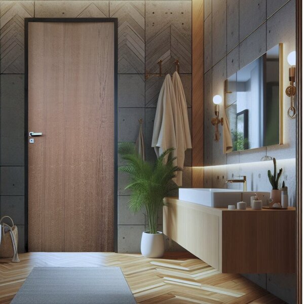 Kit Porta De Madeira Lisa Imbuia 210x82cm Batente 18cm Unipor