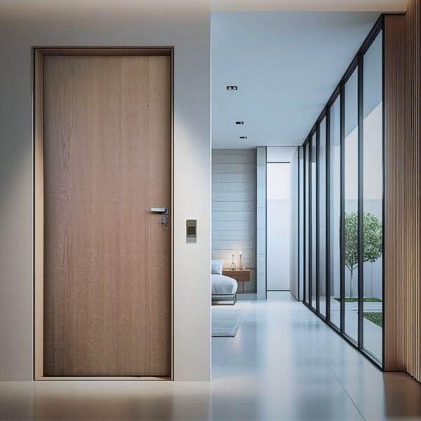 Kit Porta De Madeira Lisa Imbuia 210x92cm Batente 18cm Unipor