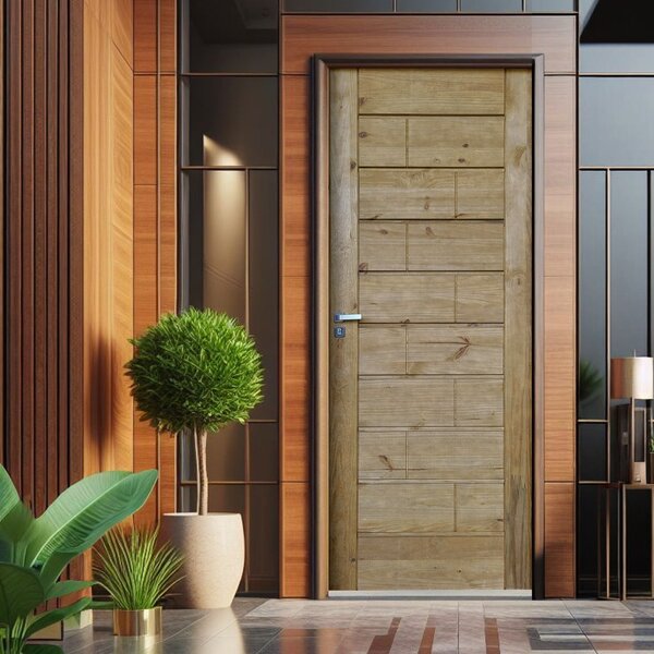 Kit Porta De Madeira Maciça Ekos 210x82cm Batente 16cm Natural