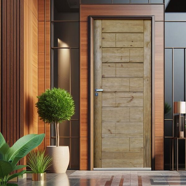 Kit Porta De Madeira Maciça Ekos 210x82cm Batente 18cm Natural