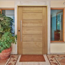 Kit Porta De Madeira Pivotante 210x102cm Batente 14cm Fechadu