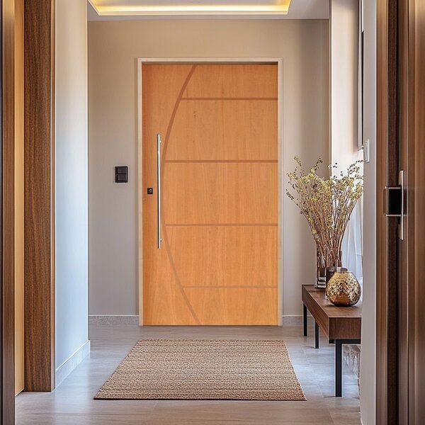 Kit Porta De Madeira Pivotante 210x102cm Batente 14cm Fechadu