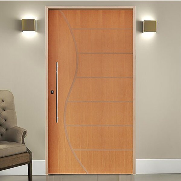 Kit Porta De Madeira Pivotante 210x102cm Batente 14cm Fechadu