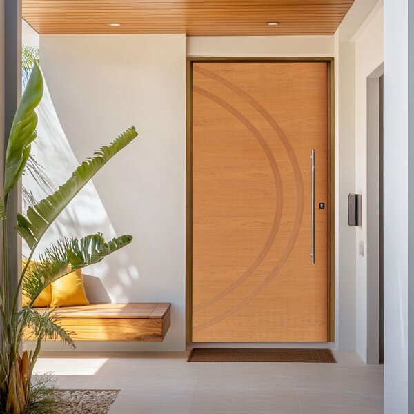 Kit Porta De Madeira Pivotante 210x110cm Batente 14cm Fechadu