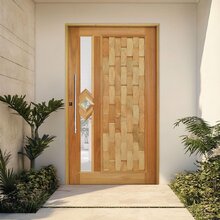 Kit Porta De Madeira Pivotante 210x110cm Batente 14cm Fechadu