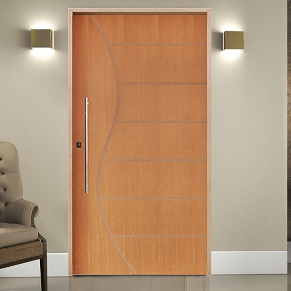 Kit Porta De Madeira Pivotante 210x110cm Batente 14cm Fechadu