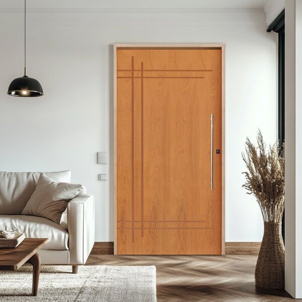 Kit Porta De Madeira Pivotante 210x110cm Batente 14cm Fechadu