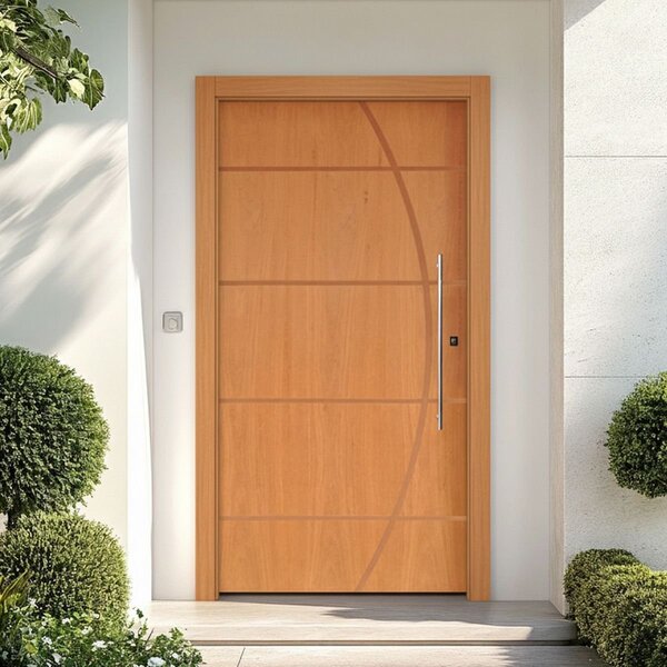 Kit Porta De Madeira Pivotante 210x110cm Batente 14cm Fechadu