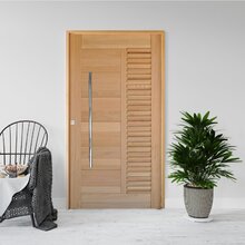 Kit Porta De Madeira Pivotante 210x110cm Batente 14cm Fechadu