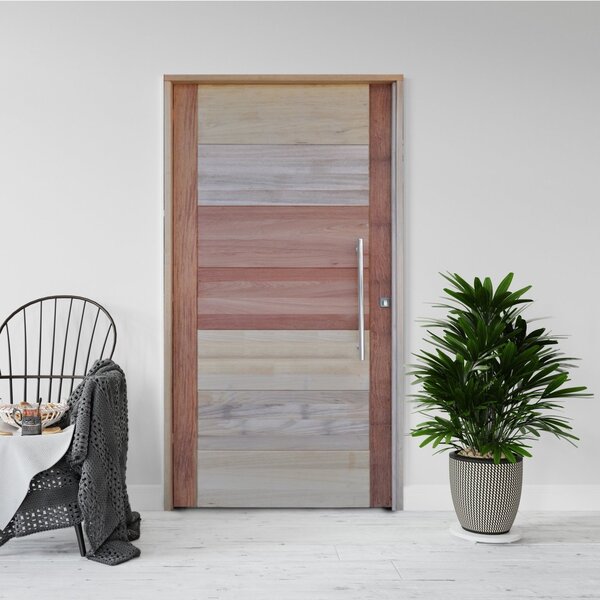 Kit Porta De Madeira Pivotante 210x110cm Batente 14cm Fechadu