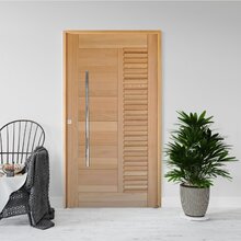 Kit Porta De Madeira Pivotante 210x120cm Batente 14cm Fechadu