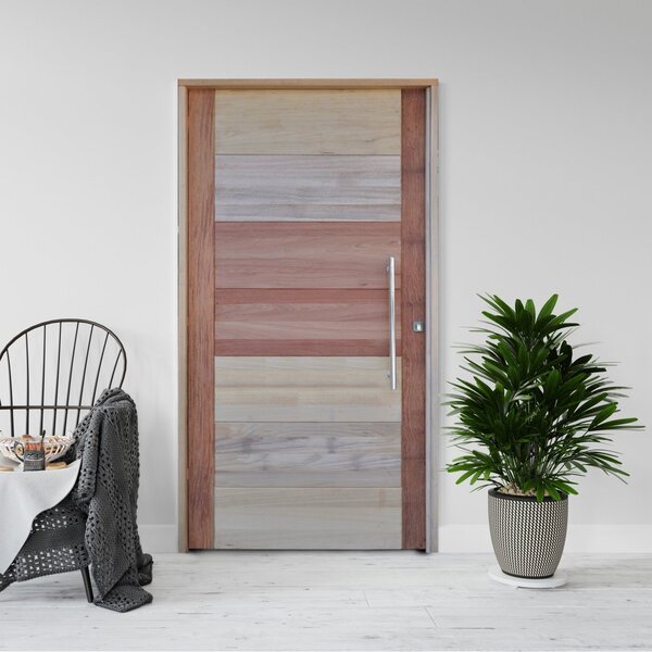 Kit Porta De Madeira Pivotante 210x120cm Batente 14cm Fechadu