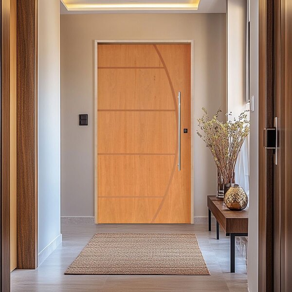 Kit Porta De Madeira Pivotante 210x120cm Batente 14cm Fechadu