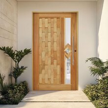 Kit Porta De Madeira Pivotante 210x120cm Batente 14cm Fechadu